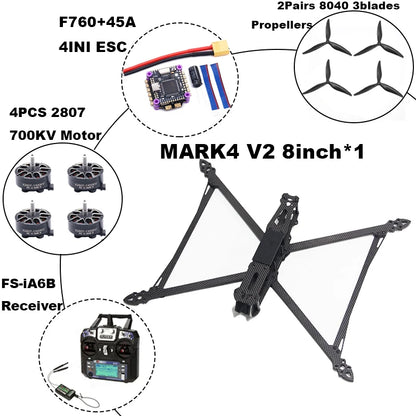 B-CUBE MARK4 V2 8/9/10inch F745 V2 Flight Control 45/60A 4INI ESC rack drone FPV carbon fiber PV Racing Drone Quadcopter Freestyle