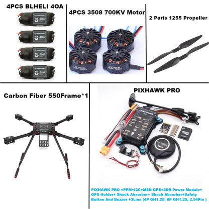B-CUBE 550 Hexa Frame PIXHAWK PRO M8N Flight Control Carbon Ardupilot Radio Telemetry Quadcopter BLHELI 40A 3508 700KVMotor ESC