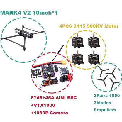 B-CUBE MARK4 V2 8/9/10inch F745 V2 Flight Control 45/60A 4INI ESC rack drone FPV carbon fiber PV Racing Drone Quadcopter Freestyle