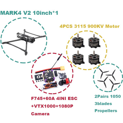 B-CUBE MARK4 V2 8/9/10inch F745 V2 Flight Control 45/60A 4INI ESC rack drone FPV carbon fiber PV Racing Drone Quadcopter Freestyle