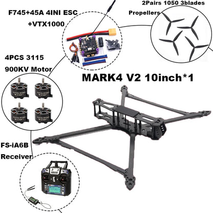 B-CUBE MARK4 V2 8/9/10inch F745 V2 Flight Control 45/60A 4INI ESC rack drone FPV carbon fiber PV Racing Drone Quadcopter Freestyle