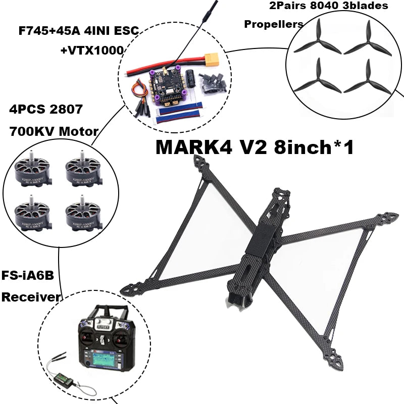 B-CUBE MARK4 V2 8/9/10inch F745 V2 Flight Control 45/60A 4INI ESC rack drone FPV carbon fiber PV Racing Drone Quadcopter Freestyle