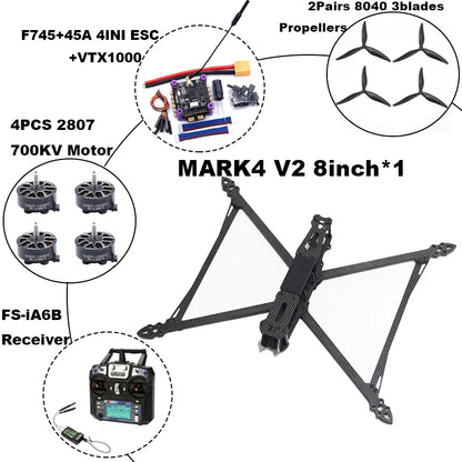 B-CUBE MARK4 V2 8/9/10inch F745 V2 Flight Control 45/60A 4INI ESC rack drone FPV carbon fiber PV Racing Drone Quadcopter Freestyle