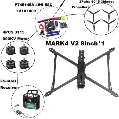 B-CUBE MARK4 V2 8/9/10inch F745 V2 Flight Control 45/60A 4INI ESC rack drone FPV carbon fiber PV Racing Drone Quadcopter Freestyle