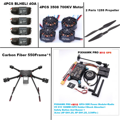 B-CUBE 550 Hexa Frame PIXHAWK PRO M10 Flight Control Carbon Ardupilot Radio Telemetry Quadcopter BLHELI 40A 3508 700KVMotor ESC