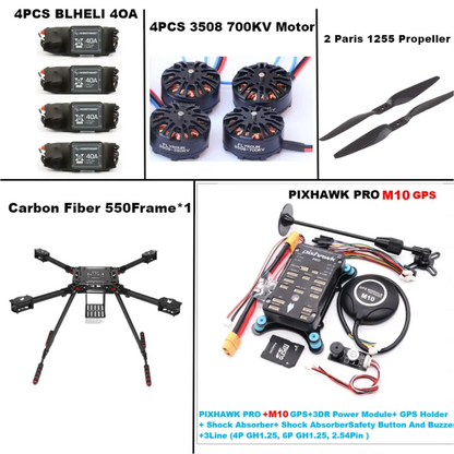 B-CUBE 550 Hexa Frame PIXHAWK PRO M10 Flight Control Carbon Ardupilot Radio Telemetry Quadcopter BLHELI 40A 3508 700KVMotor ESC