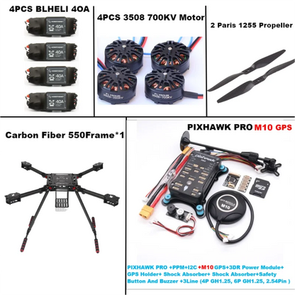 B-CUBE 550 Hexa Frame PIXHAWK PRO M10 Flight Control Carbon Ardupilot Radio Telemetry Quadcopter BLHELI 40A 3508 700KVMotor ESC