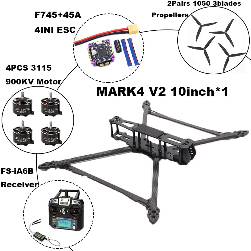 B-CUBE MARK4 V2 8/9/10inch F745 V2 Flight Control 45/60A 4INI ESC rack drone FPV carbon fiber PV Racing Drone Quadcopter Freestyle