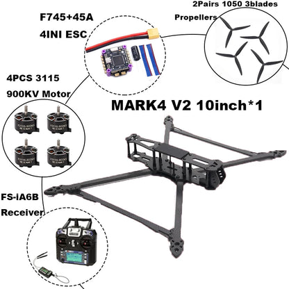 B-CUBE MARK4 V2 8/9/10inch F745 V2 Flight Control 45/60A 4INI ESC rack drone FPV carbon fiber PV Racing Drone Quadcopter Freestyle
