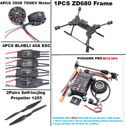 NEW ZD680 PRO M8N/M9N/M10 Full Carbon Fiber Hexa-Rotor Foldable Arm Hexacopter Frame Kit PIXHAWK with Unflodable Landing Gear