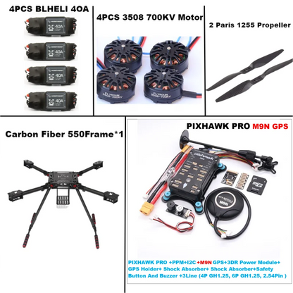 B-CUBE 550 Hexa Frame PIXHAWK PRO M9N Flight Control Carbon Ardupilot Radio Telemetry Quadcopter BLHELI 40A 3508 700KVMotor ESC