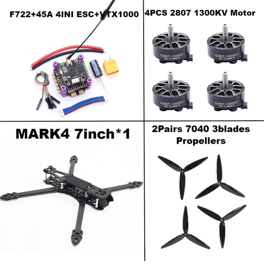 B-CUBE MARK4 V2 7inch F722 Flight Control 45/60A 4INI ESC rack drone FPV carbon fiber PV Racing Drone Quadcopter Freestyle