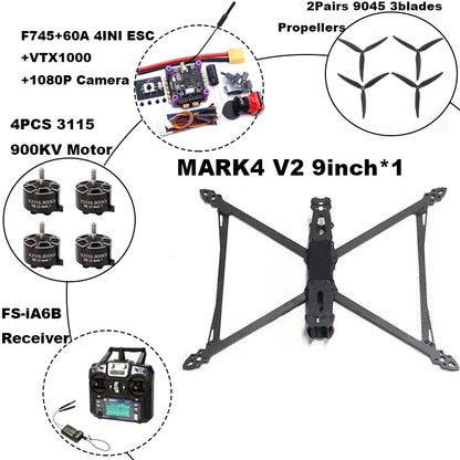 B-CUBE MARK4 V2 8/9/10inch F745 V2 Flight Control 45/60A 4INI ESC rack drone FPV carbon fiber PV Racing Drone Quadcopter Freestyle