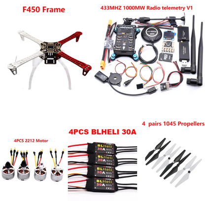 B-CUBE PIXHAWK2.4.8 Flight Control F450 Drone Kit Ardupilot 100MW Radio Telemetry Quadcopter BLHELI 30A 2212 Motor ESC Landing Gear