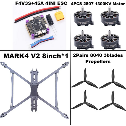 MARK4 V2 8 дюймов F4V3S/F4V3S PLUS Flight Control 45/60A 4INI ESC rack drone FPV carbon fiber PV Racing Drone Quadcopter Freestyle 