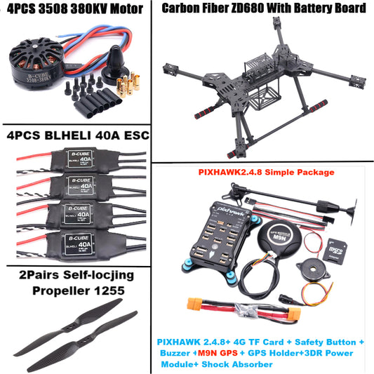 B-CUBE NEW ZD680 PIXHAWK2.4.8 M9N Full Carbon Fiber Hexa-Rotor Foldable Arm Hexacopter Frame Kit forCopter with Unflodable Landing Gear