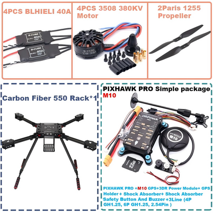 B-CUBE 550 Hexa Frame PIXHAWK PRO M10 Flight Control Carbon Ardupilot Radio Telemetry Quadcopter BLHELI 40A 3508 380KVMotor ESC