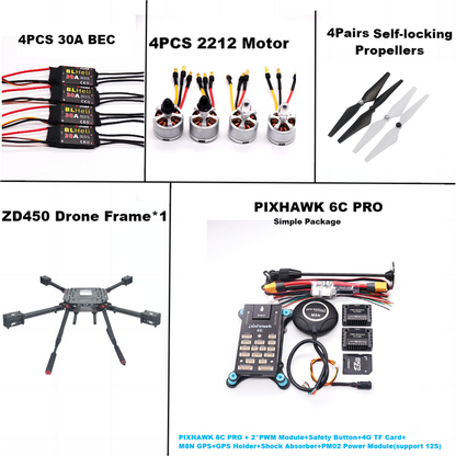 B-CUBE PIXHAWK 6C PRO Flight Control M8N Carbon Fiber 450 Frame Kit Ardupilot 100MW Radio Telemetry Quadcopter BLHELI 30A 2212 Motor ESC