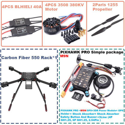 B-CUBE 550 Hexa Frame PIXHAWK PRO M9N Flight Control Carbon Ardupilot Radio Telemetry Quadcopter BLHELI 40A 3508 380KV Motor ESC