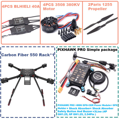 B-CUBE 550 Hexa Frame PIXHAWK PRO M8N Flight Control Carbon Ardupilot Radio Telemetry Quadcopter BLHELI 40A 3508 380KVMotor ESC
