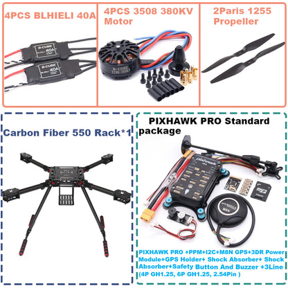 B-CUBE 550 Hexa Frame PIXHAWK PRO M8N Flight Control Carbon Ardupilot Radio Telemetry Quadcopter BLHELI 40A 3508 380KVMotor ESC