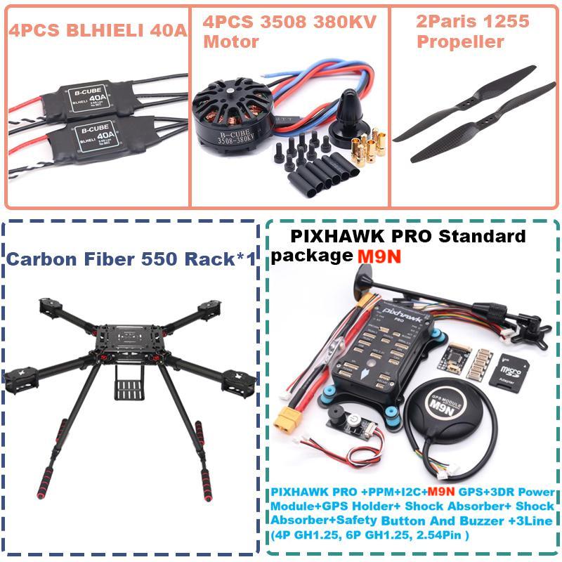 B-CUBE 550 Hexa Frame PIXHAWK PRO M9N Flight Control Carbon Ardupilot Radio Telemetry Quadcopter BLHELI 40A 3508 380KV Motor ESC
