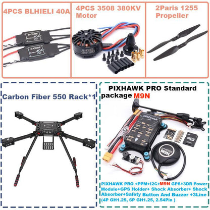 B-CUBE 550 Hexa Frame PIXHAWK PRO M9N Flight Control Carbon Ardupilot Radio Telemetry Quadcopter BLHELI 40A 3508 380KV Motor ESC