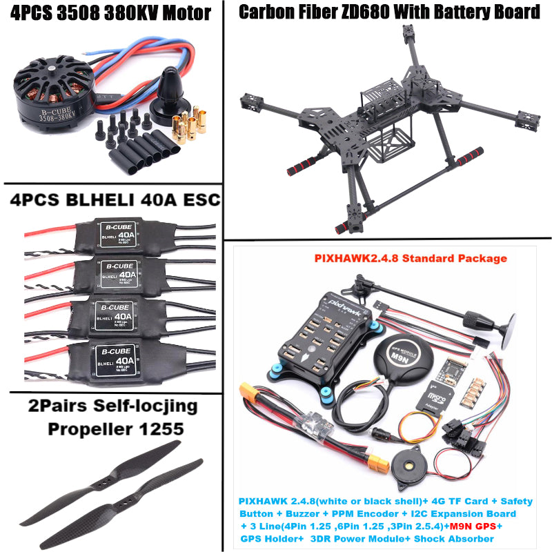 NEW ZD680 PIXHAWK2.4.8 M9N Full Carbon Fiber Hexa-Rotor Foldable