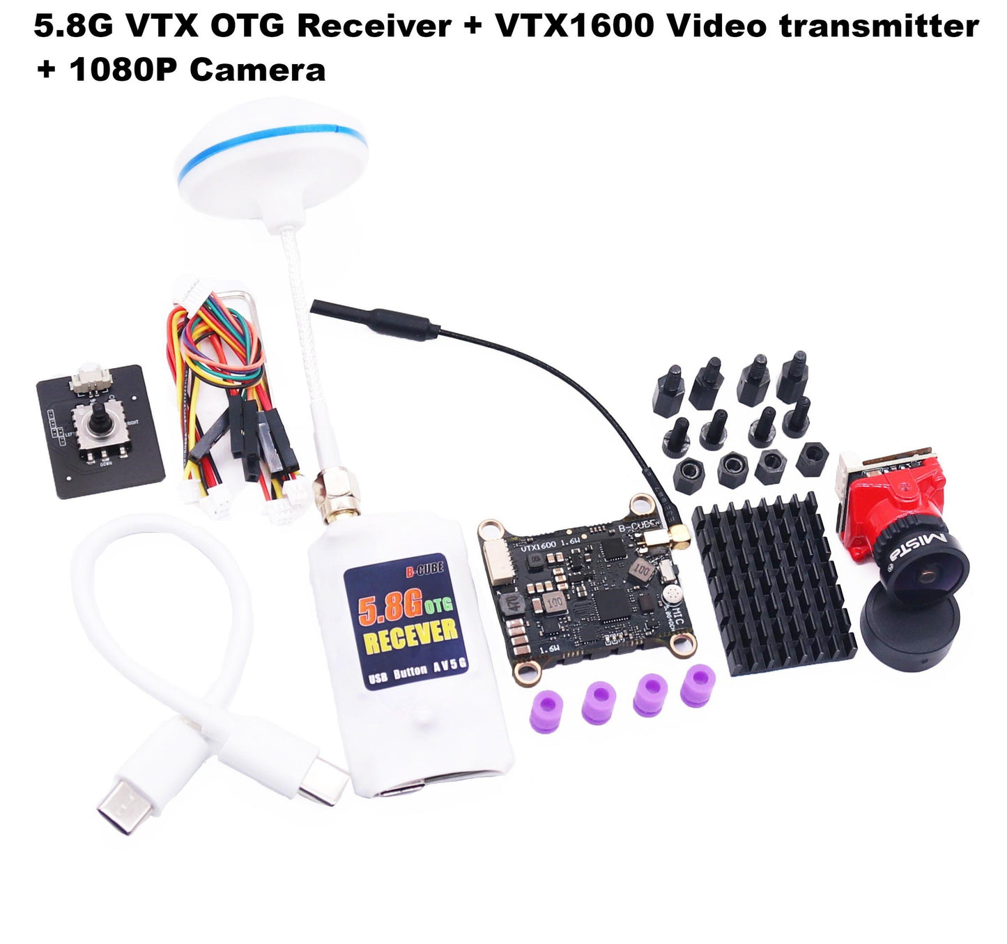 B-CUBE VTX OTG Receiver 5.8G 150CH Channel FPV VTX800 1000 1600 2500MW Video Transmitter Audio Android phone RC Airplane Drone