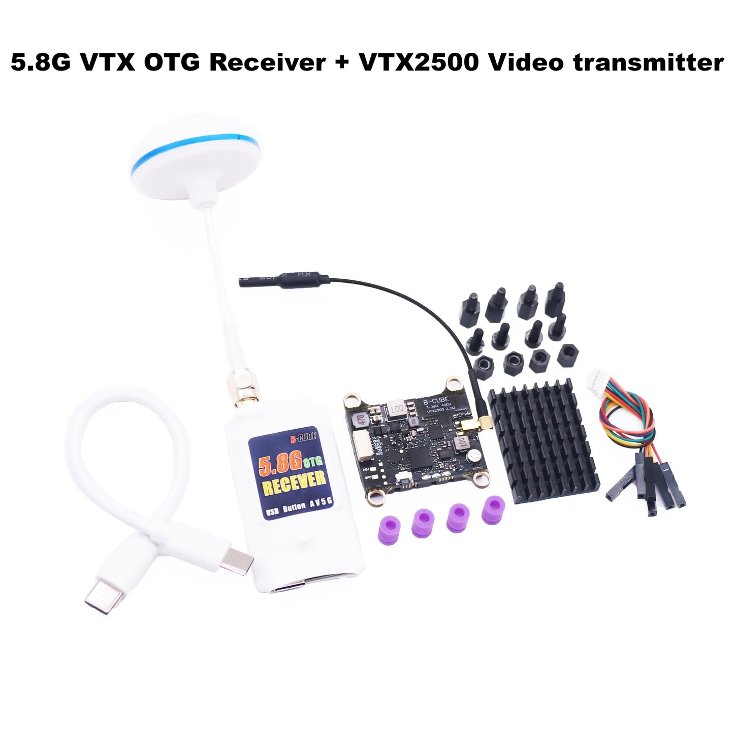 B-CUBE VTX OTG Receiver 5.8G 150CH Channel FPV VTX800 1000 1600 2500MW Video Transmitter Audio Android phone RC Airplane Drone