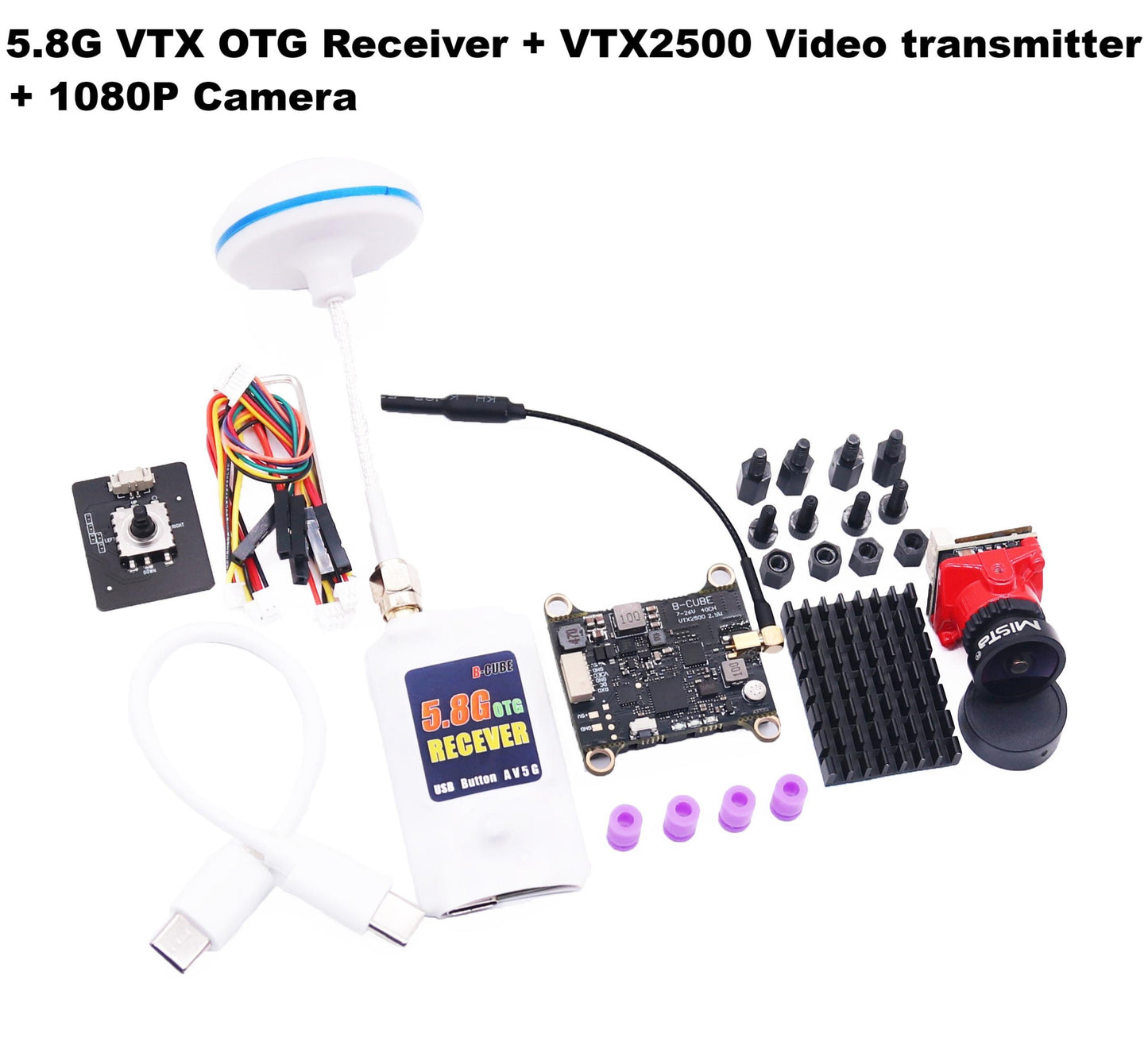 B-CUBE VTX OTG Receiver 5.8G 150CH Channel FPV VTX800 1000 1600 2500MW Video Transmitter Audio Android phone RC Airplane Drone