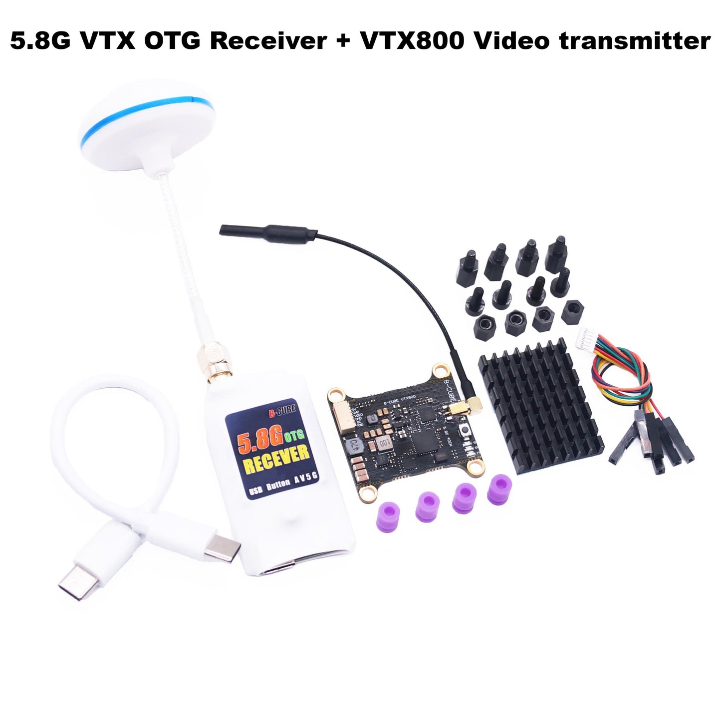B-CUBE VTX OTG Receiver 5.8G 150CH Channel FPV VTX800 1000 1600 2500MW Video Transmitter Audio Android phone RC Airplane Drone