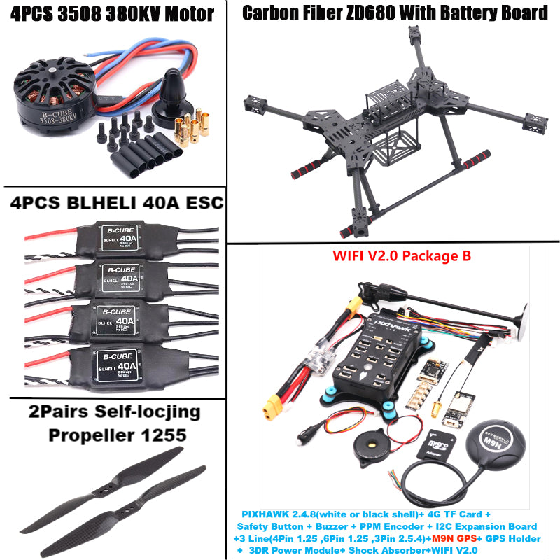 NEW ZD680 PIXHAWK2.4.8 M9N Full Carbon Fiber Hexa-Rotor Foldable
