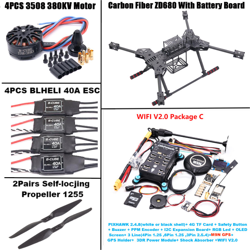 NEW ZD680 PIXHAWK2.4.8 M9N Full Carbon Fiber Hexa-Rotor Foldable