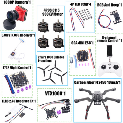 B-CUBE Open Source New Smart Drone FLY450 450MM F722 Quadrotor Rack RC Multicopter Multi-Rotor With Landing Gear Betaflight