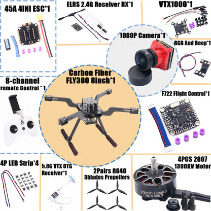 B-CUBE Open Source New Smart Drone FLY350 380MM F722 Quadrotor Rack RC Multicopter Multi-Rotor With Landing Gear Betaflight