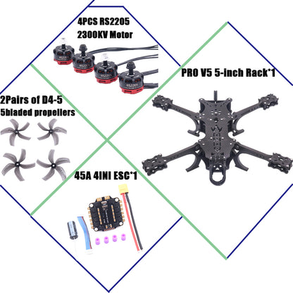 B-CUBE PRO V5 5inch FPV Drone Frame Kit Carbon Fiber Racing Quadcopter Freestyle INAV Beatflight F722 Ardupilot Flight Control