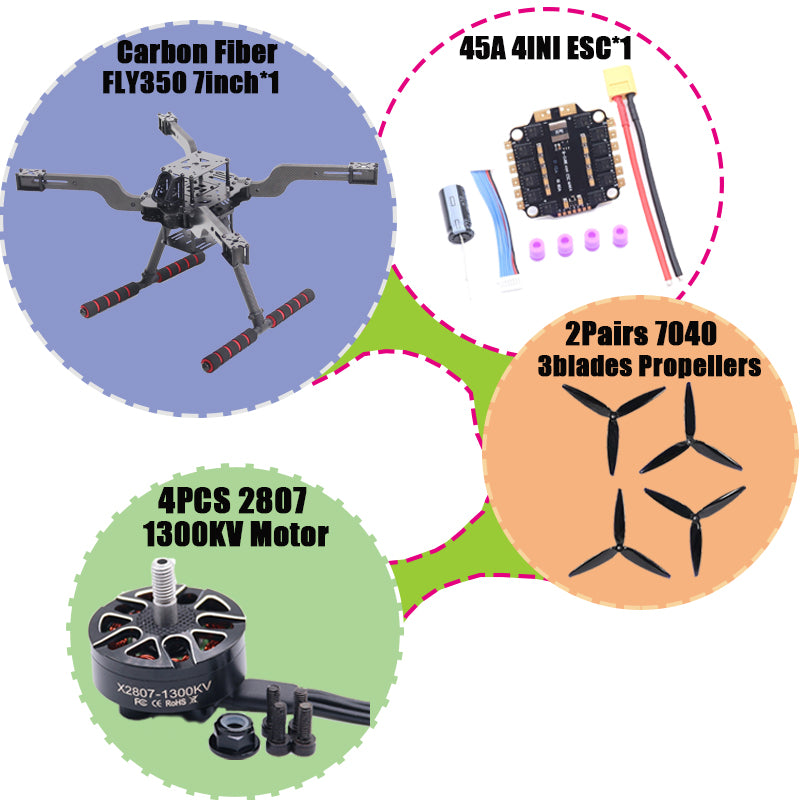 B-CUBE Open Source New Smart Drone FLY350 380MM F722 Quadrotor Rack RC Multicopter Multi-Rotor With Landing Gear Betaflight