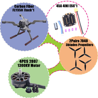 B-CUBE Open Source New Smart Drone FLY350 380MM F722 Quadrotor Rack RC Multicopter Multi-Rotor With Landing Gear Betaflight