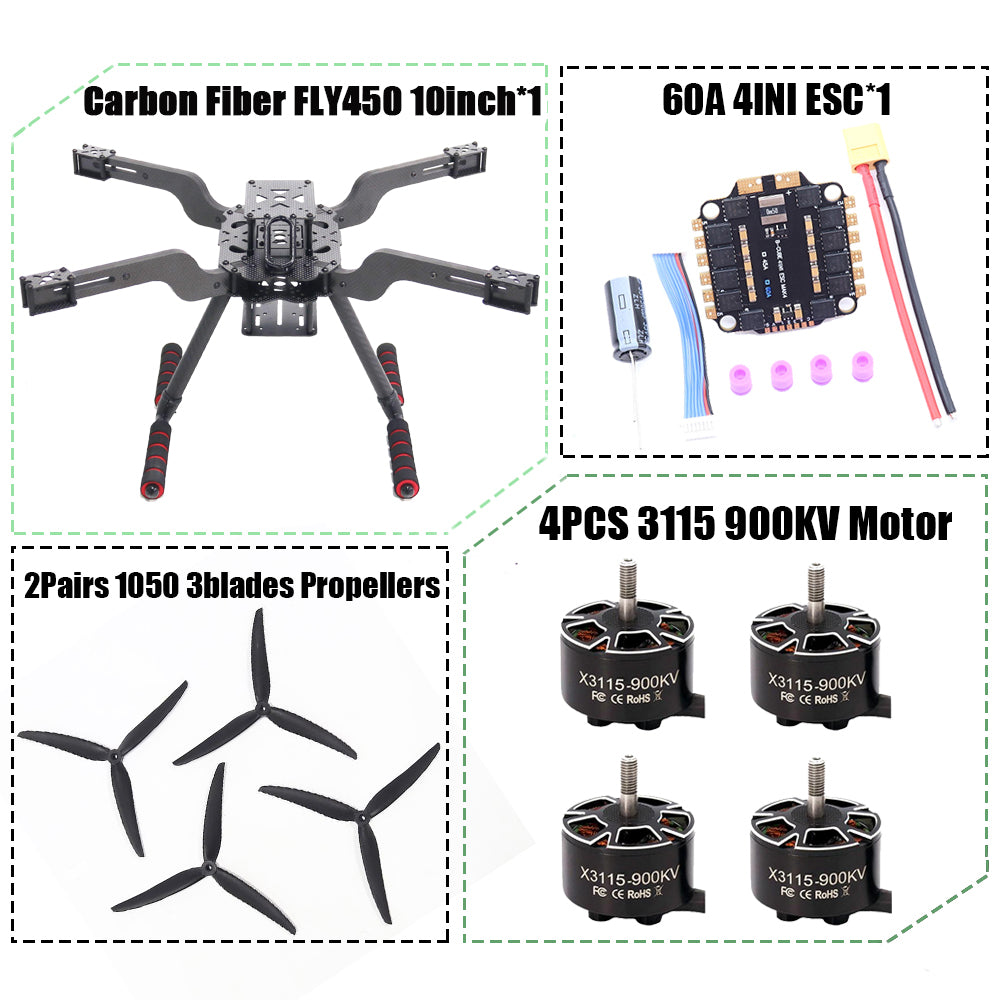 B-CUBE Open Source New Smart Drone FLY450 450MM F722 Quadrotor Rack RC Multicopter Multi-Rotor With Landing Gear Betaflight