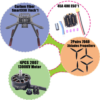 B-CUBE Smart330 350 7/8inch FPV Drone Frame Kit Carbon Fiber Racing Quadcopter Freestyle INAV Beatflight F722 Flight Control