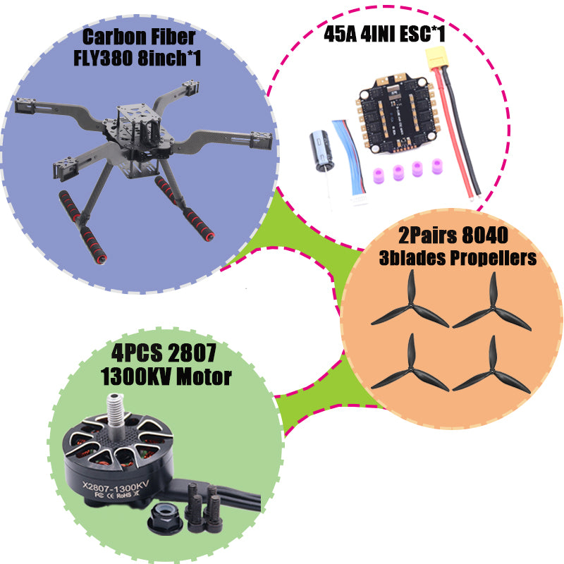 B-CUBE Open Source New Smart Drone FLY350 380MM F722 Quadrotor Rack RC Multicopter Multi-Rotor With Landing Gear Betaflight