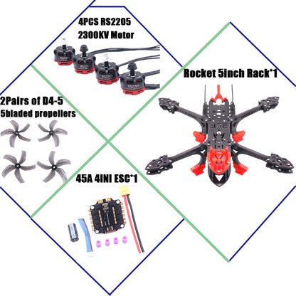 B-CUBE Rocket 5inch FPV Drone Frame Kit Carbon Fiber Racing Quadcopter Freestyle INAV Beatflight F722 Ardupilot Flight Control