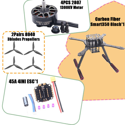 B-CUBE Smart330 350 7/8inch FPV Drone Frame Kit Carbon Fiber Racing Quadcopter Freestyle INAV Beatflight F722 Flight Control