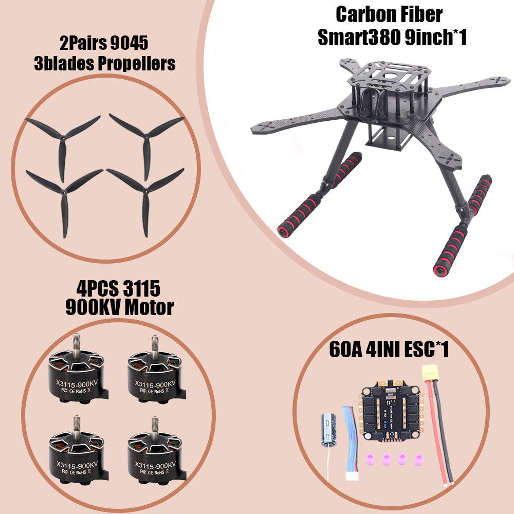 B-CUBE Smart380 450 9/10inch FPV Drone Frame Kit Carbon Fiber Racing Quadcopter Freestyle INAV Beatflight F722 Flight Control