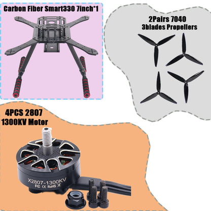 B-CUBE Smart330 350 7/8inch FPV Drone Frame Kit Carbon Fiber Racing Quadcopter Freestyle INAV Beatflight F722 Flight Control