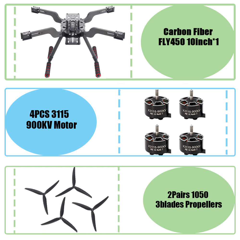 B-CUBE Open Source New Smart Drone FLY450 450MM F722 Quadrotor Rack RC Multicopter Multi-Rotor With Landing Gear Betaflight
