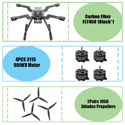 B-CUBE Open Source New Smart Drone FLY450 450MM F722 Quadrotor Rack RC Multicopter Multi-Rotor With Landing Gear Betaflight
