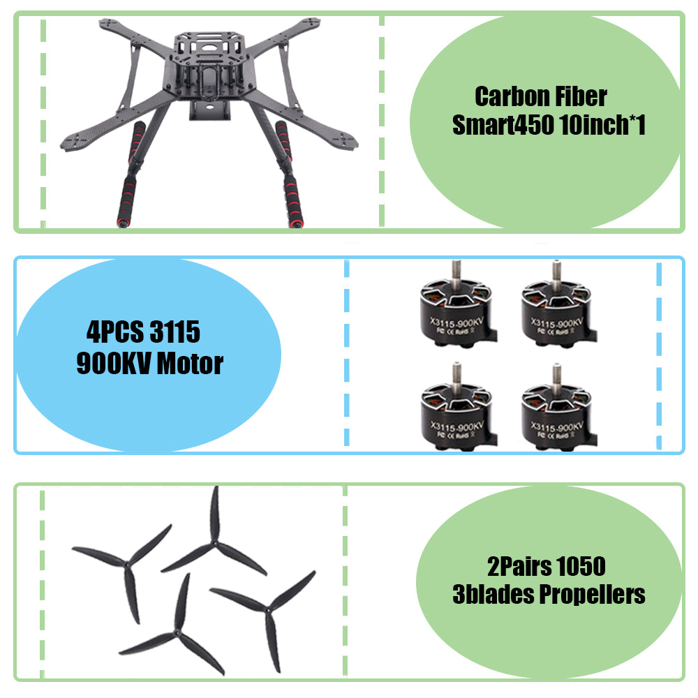 B-CUBE Smart380 450 9/10inch FPV Drone Frame Kit Carbon Fiber Racing Quadcopter Freestyle INAV Beatflight F722 Flight Control