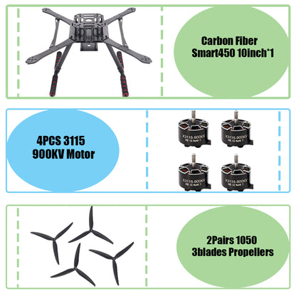 B-CUBE Smart380 450 9/10inch FPV Drone Frame Kit Carbon Fiber Racing Quadcopter Freestyle INAV Beatflight F722 Flight Control